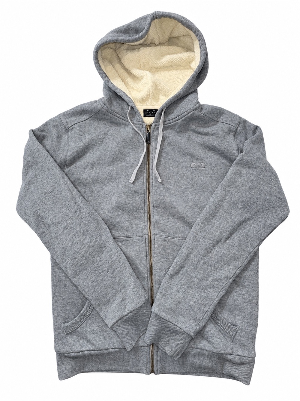 Oakley Sherpa Lined Full Zip Hoodie Gray Small Embroidered Logo